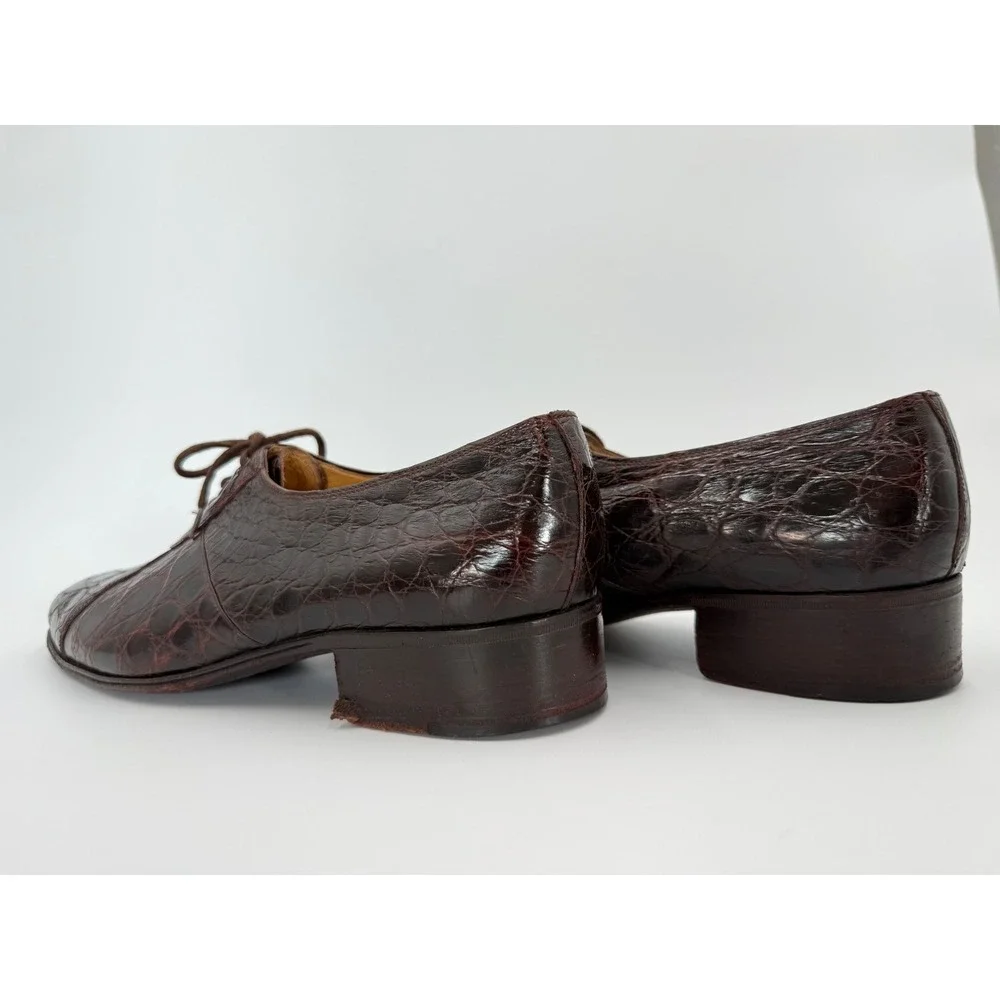 Traversi‎ by Fratelli Brown Alligator Crocodile Leather Oxfords Mens 8 D Italy